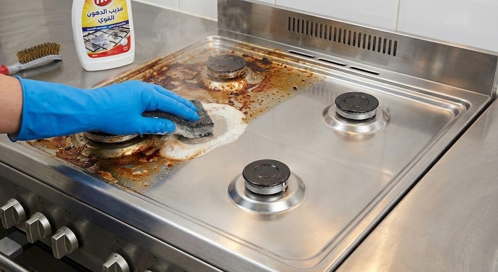 غسيل طباخات وإزالة الدهون المحترقة (قبل وبعد)